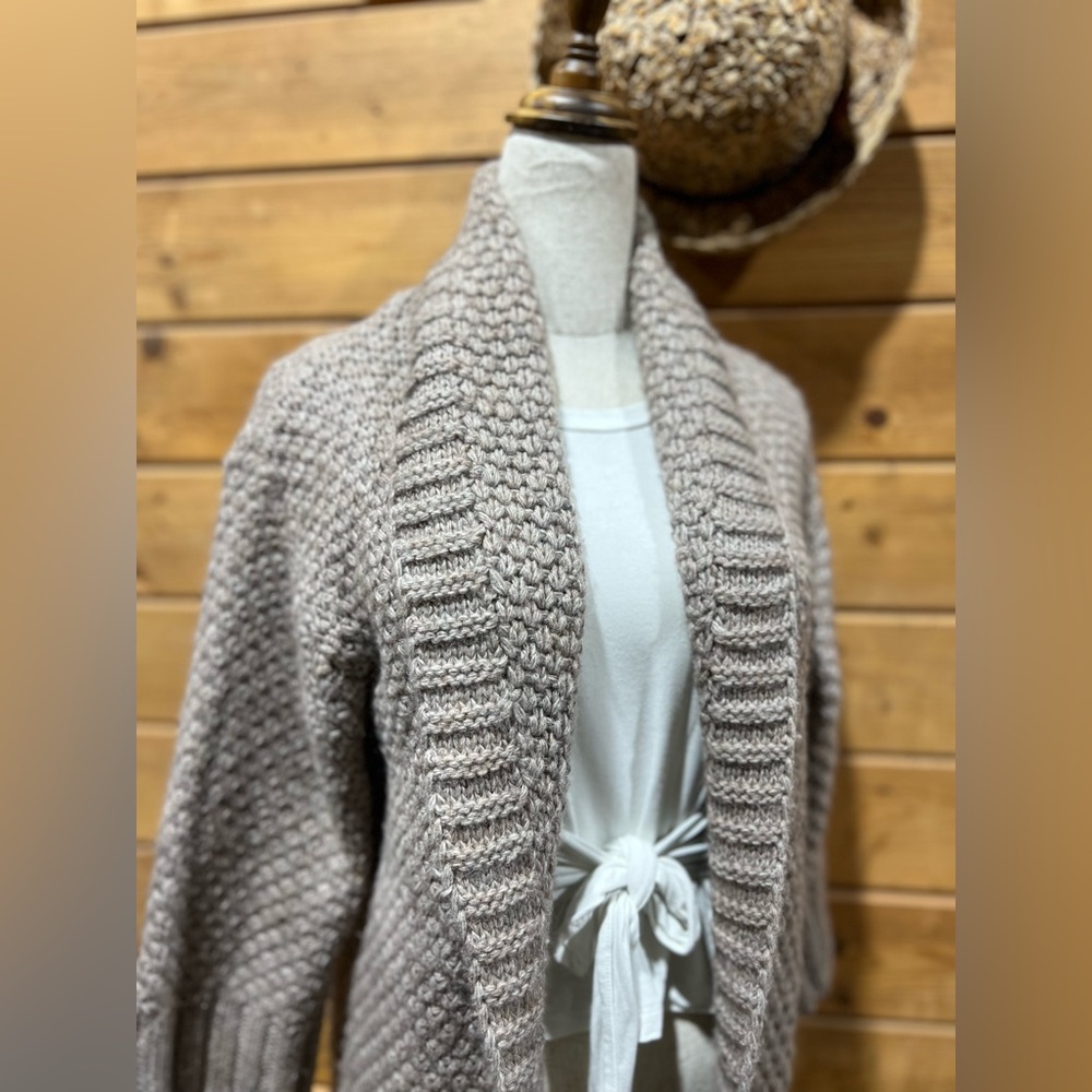 Benedetta B Wool Alpaca Knit Open Cardigan Made In Italy Size Medium Neutral - Picture 5 of 8